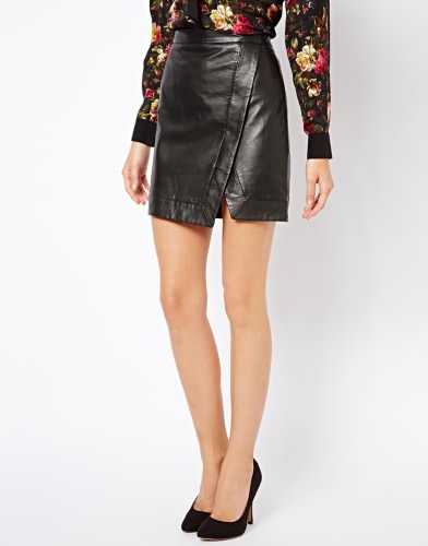 кожаная юбка с запахом